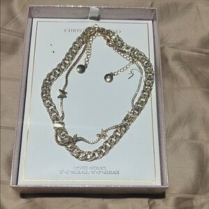 Christian Siriano Gold Layered Necklace with Butterfly Accents